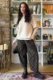 Arbi Needlecord Tartan Barrel Pant Coffee Bean