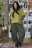 Arbi Needlecord Tartan Barrel Pant Deep Khaki