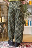 Arbi Needlecord Tartan Barrel Pant Deep Khaki