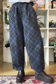 Arbi Needlecord Tartan Barrel Pant Navy