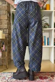 Arbi Needlecord Tartan Barrel Pant Navy