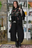 Babushka Folke Embroidery Shawl Scarf Black