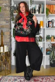 Babushka Folke Embroidery Shawl Scarf Black