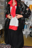 Babushka Folke Embroidery Shawl Scarf Black