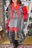 Babushka Folke Embroidery Shawl Scarf Grey Marl