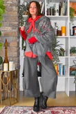 Babushka Folke Embroidery Shawl Scarf Grey Marl