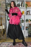 Babushka Folke Embroidery Shawl Scarf Hot Pink