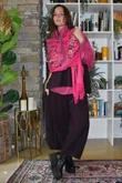 Babushka Folke Embroidery Shawl Scarf Hot Pink