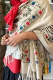 Babushka Folke Embroidery Shawl Scarf Stone