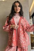 Bandana B Kimono Sweatshirt Jacket Indian Red