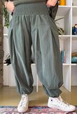 Basso Baby Cord Shirring Genie Pant Khaki