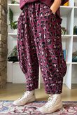 Bateau Needlecord Leopard Quirky Tapered Barrel Pant Aubergine
