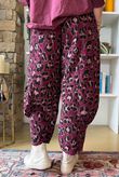 Bateau Needlecord Leopard Quirky Tapered Barrel Pant Aubergine