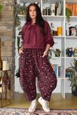 Bateau Needlecord Leopard Quirky Tapered Barrel Pant Aubergine
