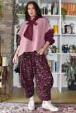 Bateau Needlecord Leopard Quirky Tapered Barrel Pant Aubergine