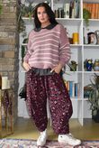 Bateau Needlecord Leopard Quirky Tapered Barrel Pant Aubergine