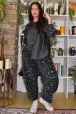 Bateau Needlecord Leopard Quirky Tapered Barrel Pant Charcoal