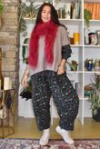 Bateau Needlecord Leopard Quirky Tapered Barrel Pant Charcoal