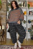 Bateau Needlecord Leopard Quirky Tapered Barrel Pant Charcoal