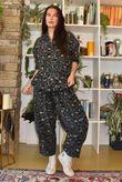 Bateau Needlecord Leopard Quirky Tapered Barrel Pant Charcoal