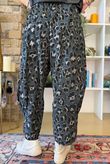 Bateau Needlecord Leopard Quirky Tapered Barrel Pant Charcoal