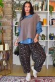 Bateau Needlecord Leopard Quirky Tapered Barrel Pant Coffee Bean