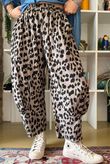 Bateau Needlecord Leopard Quirky Tapered Barrel Pant Mocha