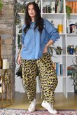 Bateau Needlecord Leopard Quirky Tapered Barrel Pant Mucky Olive