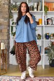 Bateau Needlecord Leopard Quirky Tapered Barrel Pant Rust