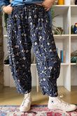 Bateau Needlecord Leopard Quirky Tapered Barrel Pant Navy