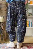 Bateau Needlecord Leopard Quirky Tapered Barrel Pant Navy