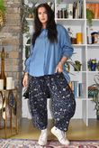 Bateau Needlecord Leopard Quirky Tapered Barrel Pant Navy
