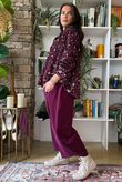 Bateau Needlecord Leopard Shacket Aubergine