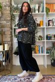 Bateau Needlecord Leopard Shacket Charcoal