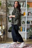 Bateau Needlecord Leopard Shacket Dark Khaki
