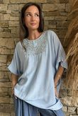 Benirras Beaded Longline Top Baby Blue - /3=