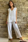 Benji Linen Wave Tank White