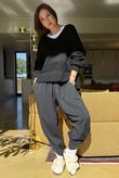 Bertie Boucle Stripe Slouch Knit Black /17=