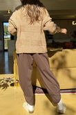 Bertie Boucle Stripe Slouch Knit Camel /18=