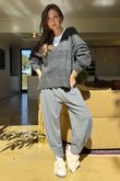 Bertie Boucle Stripe Slouch Knit Charcoal /16=