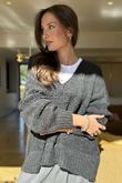 Bertie Boucle Stripe Slouch Knit Charcoal /16=