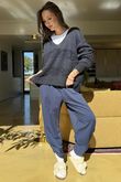 Bertie Boucle Stripe Slouch Knit Navy
