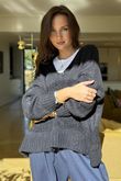 Bertie Boucle Stripe Slouch Knit Navy