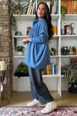 Beyond Terry Oversized Cowl Knit Denim