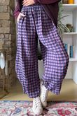Bibi Gingham 7/8 Barrel Pant Aubergine