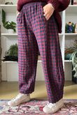 Bibi Gingham 7/8 Barrel Pant Burgundy