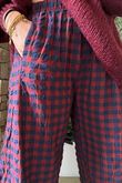 Bibi Gingham 7/8 Barrel Pant Burgundy