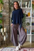Bibi Gingham 7/8 Barrel Pant Chocolate