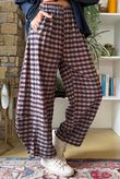 Bibi Gingham 7/8 Barrel Pant Chocolate