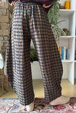 Bibi Gingham 7/8 Barrel Pant Olive